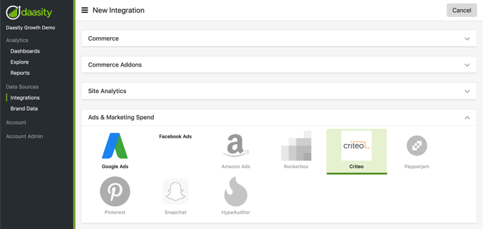 Criteo Setup and Integration - Select