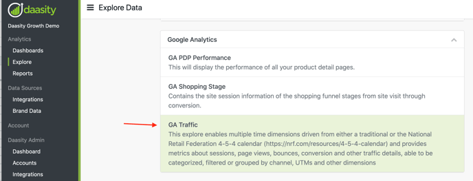 Find UTM and Channel Info in Daasity - GA Traffic