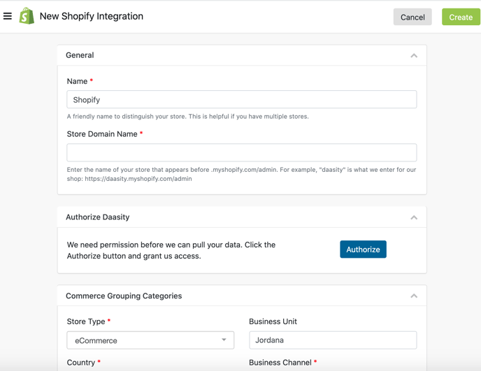 Adding Data Sources for New Professional Accounts - Shopify